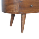 Chestnut Rounded Entertainment Unit, Nordic Legs, 4-Drawers, 2 Open Slot
