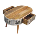 Edessa Bone Inlay Coffee Table, 2-Drawers, Nordic Legs
