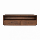 Solid Wood Floating Console, 2-Drawers, 1 Open Slot