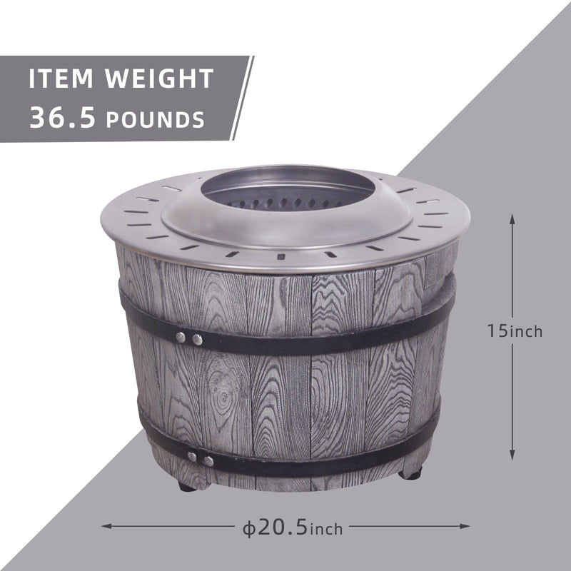 Dark Grey Woodgrain Smokeless Firepit with Wood Pellet/Twig/Wood as The Fuel for Garden & Outdoor