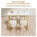 47" Modern High White Bar Table with Golden Double Pedestal