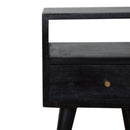 Solid Wood, Mini Nightstand, 1-Drawer, 1 Open-Slot, Ash