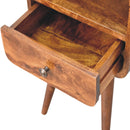 Solid Wood Mini Curve Bedside, 1-Drawer, 1 Open Slot, Chestnut
