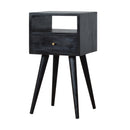 Solid Wood, Mini Nightstand, 1-Drawer, 1 Open-Slot, Ash