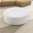 31.49" Round coffee table,Sturdy Fiberglass table for Living Room, White, No Need Assembly.WHITE