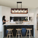 5-Light Retro Farmhouse Chandelier For Kitchen, Living room, Dining room Red and Black(No Bulbs)