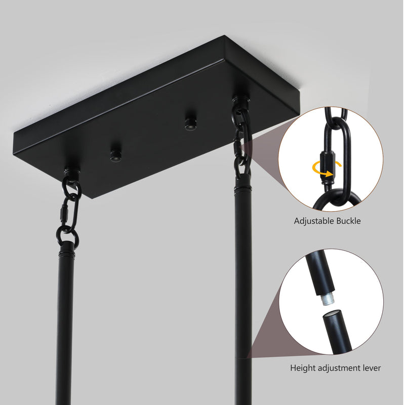 5-Light Retro Farmhouse Chandelier For Kitchen, Living room, Dining room Red and Black(No Bulbs)