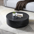 31.49" Round coffee table,Sturdy Fiberglass table for Living Room, No Need Assembly,BLACK