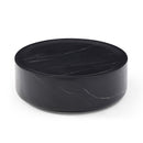 35.43" Black Marble Round Coffee Table,Simple Modern Center Cocktail Table for Living Room office,No Need Assembly.