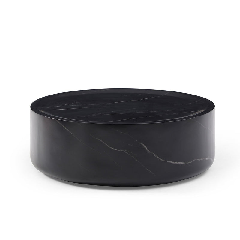 35.43" Black Marble Round Coffee Table,Simple Modern Center Cocktail Table for Living Room office,No Need Assembly.