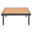 8-Piece Patio Sectional Sofa Set with Tempered Glass Coffee Table and Wooden Coffee Table for Outdoor Oasis, Garden, Patio and Poolside (Light Grey Cushion + Black Steel)