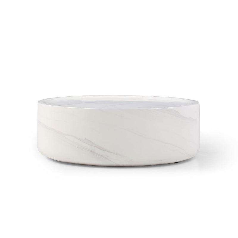31.49" Round coffee table,Sturdy Fiberglass table for Living Room, White, No Need Assembly.WHITE