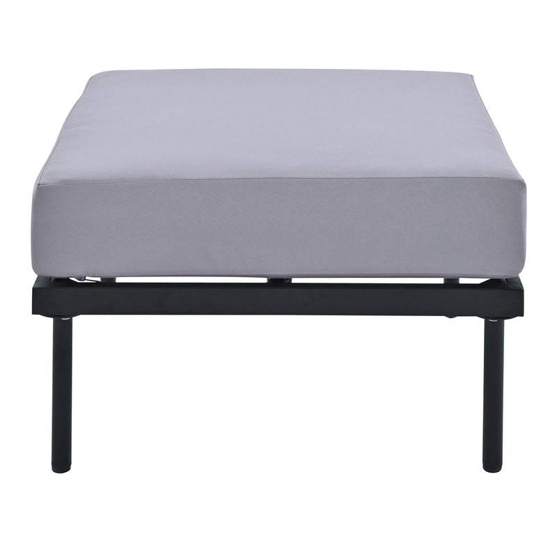 8-Piece Patio Sectional Sofa Set with Tempered Glass Coffee Table and Wooden Coffee Table for Outdoor Oasis, Garden, Patio and Poolside (Light Grey Cushion + Black Steel)