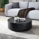 35.43" Black Marble Round Coffee Table,Simple Modern Center Cocktail Table for Living Room office,No Need Assembly.