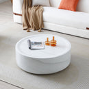 31.49" Round coffee table,Sturdy Fiberglass table for Living Room, White, No Need Assembly.WHITE