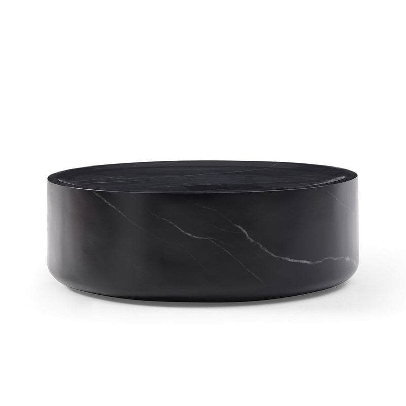 35.43" Black Marble Round Coffee Table,Simple Modern Center Cocktail Table for Living Room office,No Need Assembly.