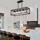 5-Light Retro Farmhouse Chandelier For Kitchen, Living room, Dining room Red and Black(No Bulbs)