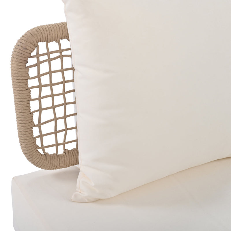 8-Piece Patio Sectional Sofa Set with Tempered Glass Coffee Table and Wooden Coffee Table for Outdoor Oasis, Garden, Patio and Poolside (Beige Cushion + White Steel)