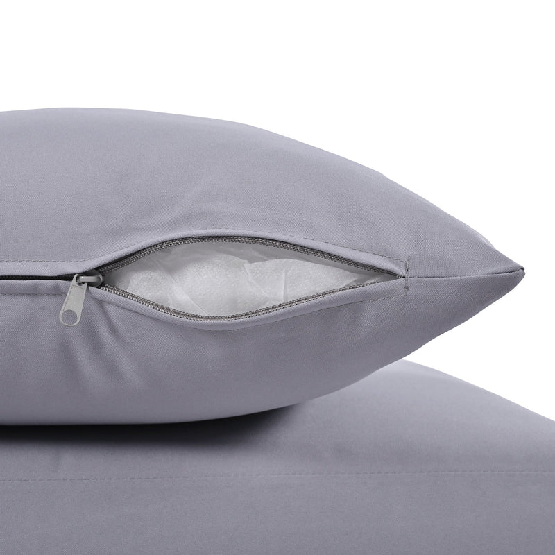 8-Piece Patio Sectional Sofa Set with Tempered Glass Coffee Table and Wooden Coffee Table for Outdoor Oasis, Garden, Patio and Poolside (Light Grey Cushion + Black Steel)