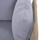 8-Piece Patio Sectional Sofa Set with Tempered Glass Coffee Table and Wooden Coffee Table for Outdoor Oasis, Garden, Patio and Poolside (Light Grey Cushion + Black Steel)