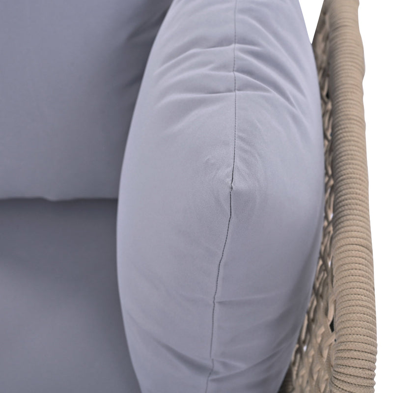 8-Piece Patio Sectional Sofa Set with Tempered Glass Coffee Table and Wooden Coffee Table for Outdoor Oasis, Garden, Patio and Poolside (Light Grey Cushion + Black Steel)