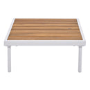 8-Piece Patio Sectional Sofa Set with Tempered Glass Coffee Table and Wooden Coffee Table for Outdoor Oasis, Garden, Patio and Poolside (Beige Cushion + White Steel)