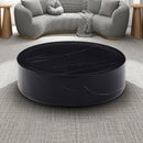 31.49" Round coffee table,Sturdy Fiberglass table for Living Room, No Need Assembly,BLACK