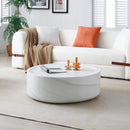 31.49" Round coffee table,Sturdy Fiberglass table for Living Room, White, No Need Assembly.WHITE