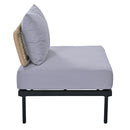 8-Piece Patio Sectional Sofa Set with Tempered Glass Coffee Table and Wooden Coffee Table for Outdoor Oasis, Garden, Patio and Poolside (Light Grey Cushion + Black Steel)