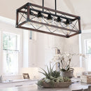 5-Light Retro Farmhouse Chandelier For Kitchen, Living room, Dining room Red and Black(No Bulbs)