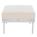 8-Piece Patio Sectional Sofa Set with Tempered Glass Coffee Table and Wooden Coffee Table for Outdoor Oasis, Garden, Patio and Poolside (Beige Cushion + White Steel)