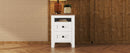 2-Drawer Farmhouse Wooden Nightstand with Well-proportioned Design and Sleek Lines, Wood Side Table with Storage Cabinet for Bedroom, White+Brown