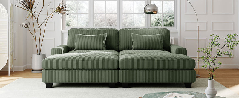 90" Square Arm Sofa with Removable Back Cushions and 2 pillows,Couch for Living Room, Office, Apartment