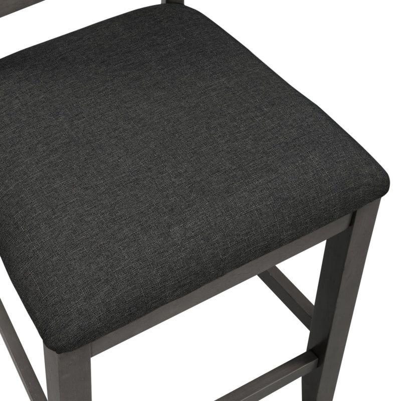 5 Pieces Counter Height Rustic Farmhouse Dining Room Wooden Bar Table Set with 4 Chairs, Gray