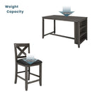 5 Pieces Counter Height Rustic Farmhouse Dining Room Wooden Bar Table Set with 4 Chairs, Gray