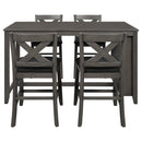 5 Pieces Counter Height Rustic Farmhouse Dining Room Wooden Bar Table Set with 4 Chairs, Gray