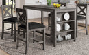 5 Pieces Counter Height Rustic Farmhouse Dining Room Wooden Bar Table Set with 4 Chairs, Gray