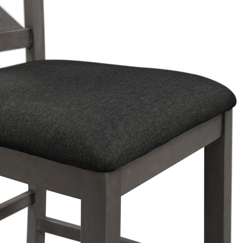 5 Pieces Counter Height Rustic Farmhouse Dining Room Wooden Bar Table Set with 4 Chairs, Gray