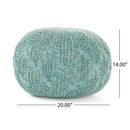 Baltazar Knitted Round Pouf - Aqua