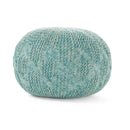 Baltazar Knitted Round Pouf - Aqua