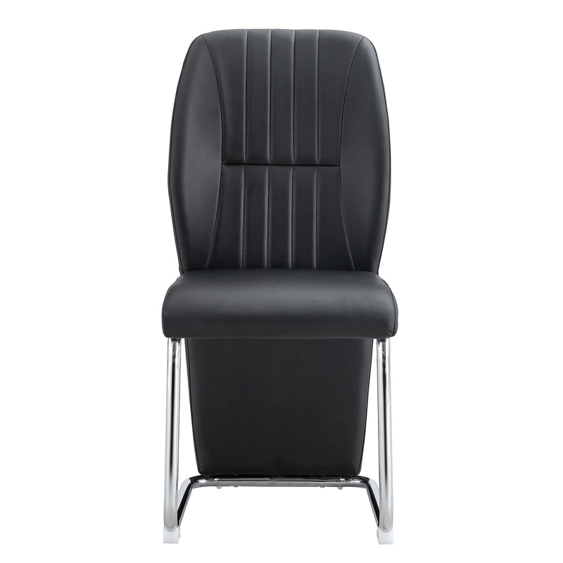 A set of 4 dining chairs, black dining chair set, PU material high backrest seats and sturdy leg chairs, suitable for restaurants, kitchens, and living rooms