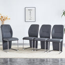A set of 4 dining chairs, gray dining chair set, PU material patterned high backrest seats and sturdy leg chairs, suitable for restaurants, kitchens, and living rooms.