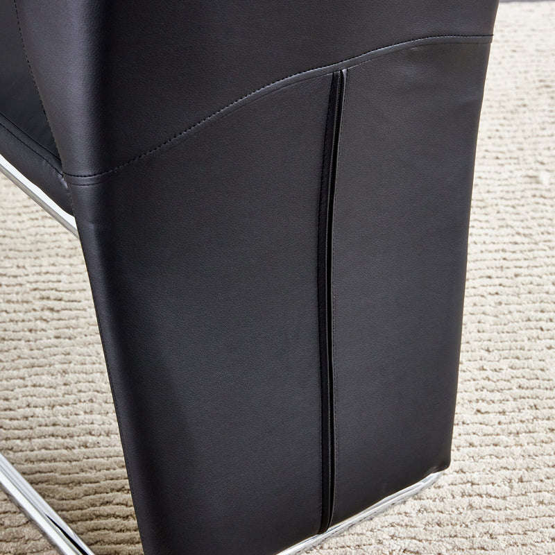 A set of 4 dining chairs, black dining chair set, PU material high backrest seats and sturdy leg chairs, suitable for restaurants, kitchens, and living rooms
