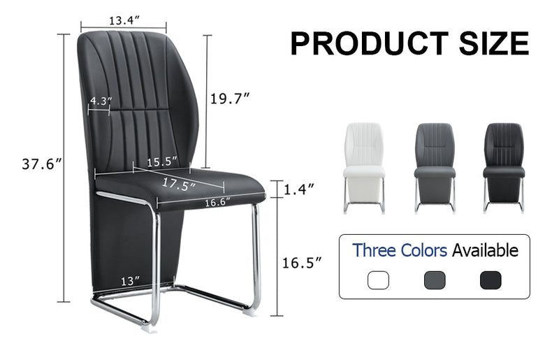 A set of 4 dining chairs, black dining chair set, PU material high backrest seats and sturdy leg chairs, suitable for restaurants, kitchens, and living rooms