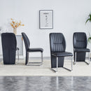 A set of 4 dining chairs, black dining chair set, PU material high backrest seats and sturdy leg chairs, suitable for restaurants, kitchens, and living rooms