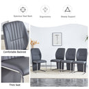 A set of 4 dining chairs, gray dining chair set, PU material patterned high backrest seats and sturdy leg chairs, suitable for restaurants, kitchens, and living rooms.