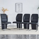A set of 4 dining chairs, black dining chair set, PU material high backrest seats and sturdy leg chairs, suitable for restaurants, kitchens, and living rooms