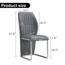 A set of 4 dining chairs, gray dining chair set, PU material patterned high backrest seats and sturdy leg chairs, suitable for restaurants, kitchens, and living rooms.