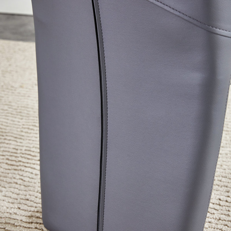 A set of 4 dining chairs, gray dining chair set, PU material patterned high backrest seats and sturdy leg chairs, suitable for restaurants, kitchens, and living rooms.