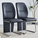 A set of 4 dining chairs, black dining chair set, PU material high backrest seats and sturdy leg chairs, suitable for restaurants, kitchens, and living rooms